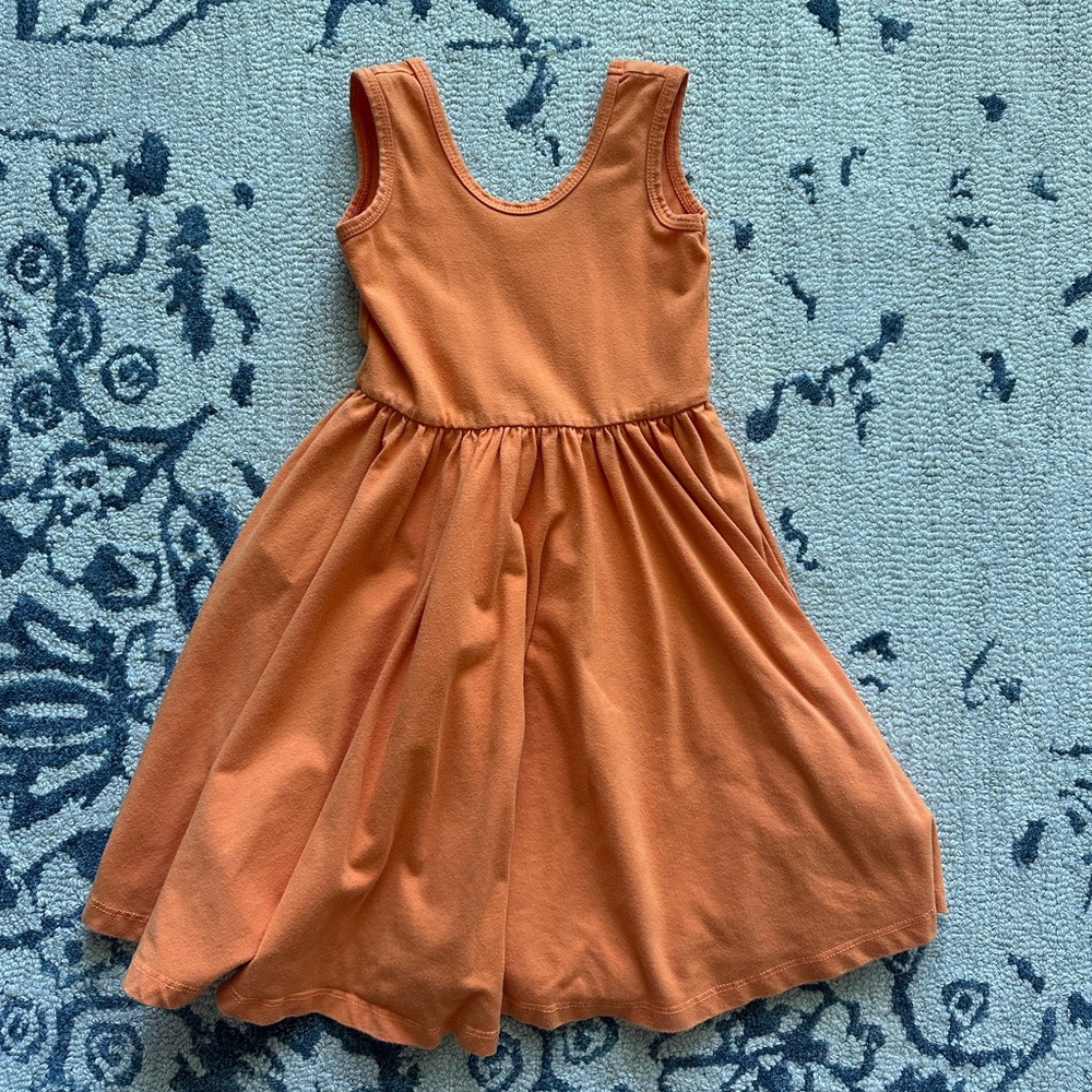 Orange Pleated Sundress Sleeveless